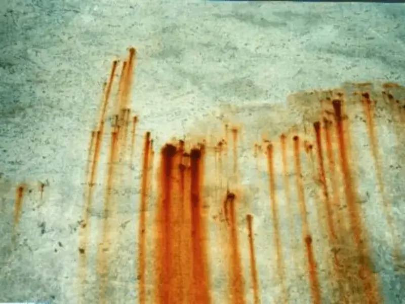 granite yellowing rust due to oxidation of iron showing stains Probable 